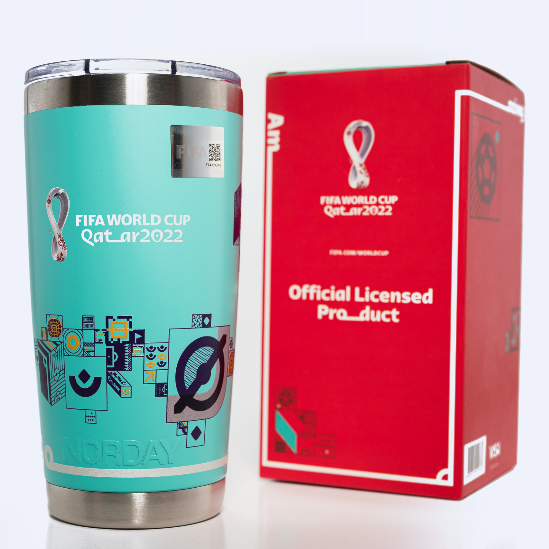 Norday Tumbler 20oz FIFA World Cup Qatar 2022 modelo Aqua_empaque